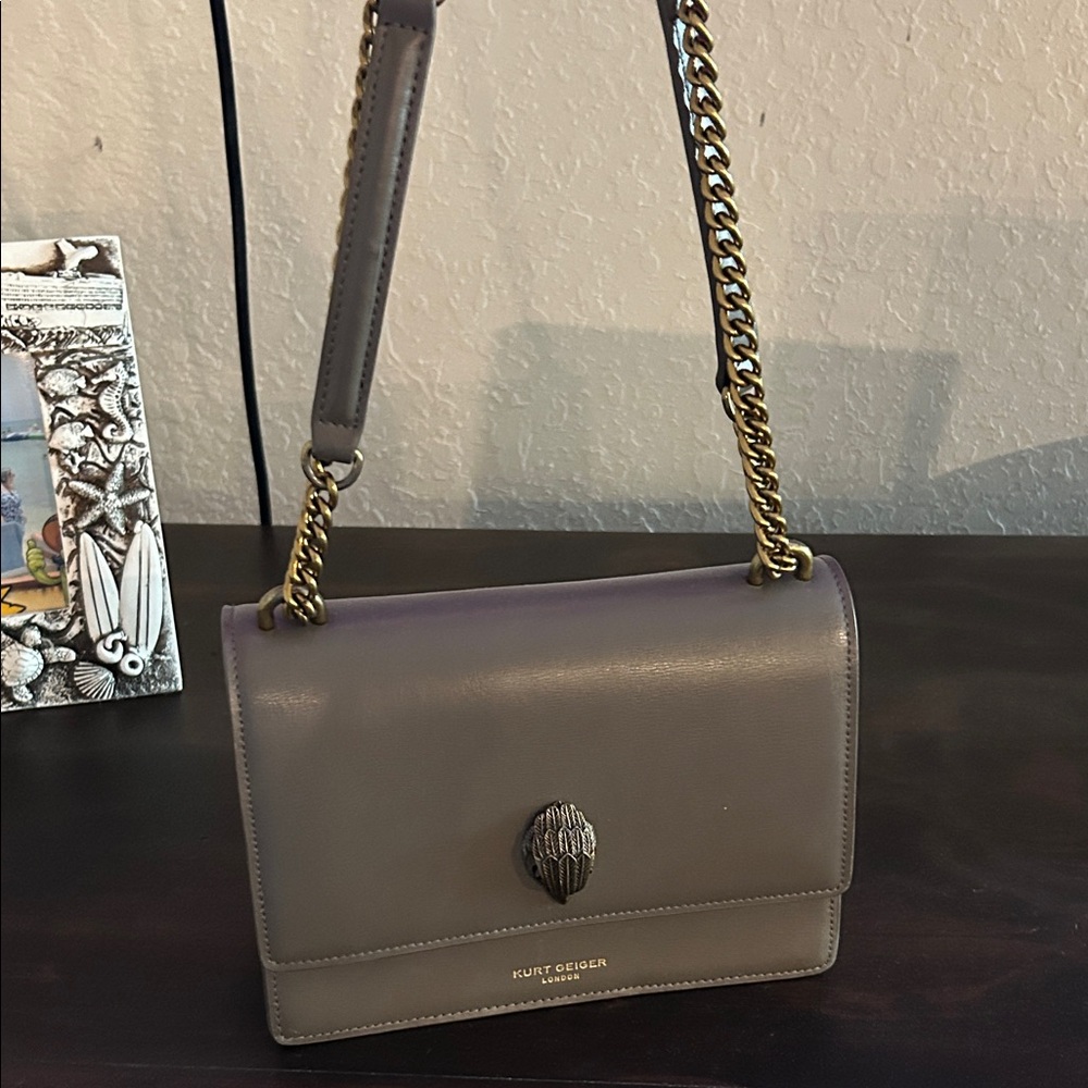 Kurt Geiger Taupe Crossbody Bag with Gold Chain
